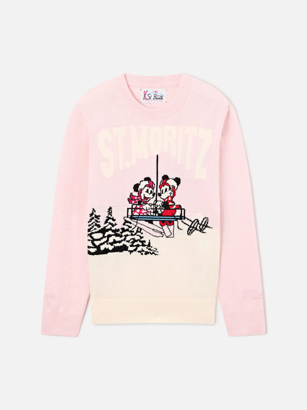 Jersey de punto con cuello redondo Pink Princess con intarsia de St. Moritz Minnie and Mickey Mouse | Special edition 