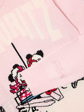 Jersey de punto con cuello redondo Pink Princess con intarsia de St. Moritz Minnie and Mickey Mouse | Special edition 