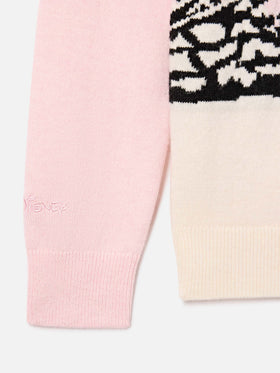 Jersey de punto con cuello redondo Pink Princess con intarsia de St. Moritz Minnie and Mickey Mouse | Special edition 
