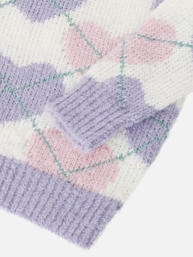 Rundhalspullover mit Herz-Argyle-Jacquardmuster