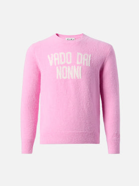 Princess Stretch-Pullover aus Alpaka-Mischgewebe mit Vado dai nonni Jacquard