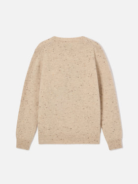 Beiger Donegal-Strick-Crewneck aus Wollmischung Princess mit Pferde-Intarsie und My Only Love-Stickerei 