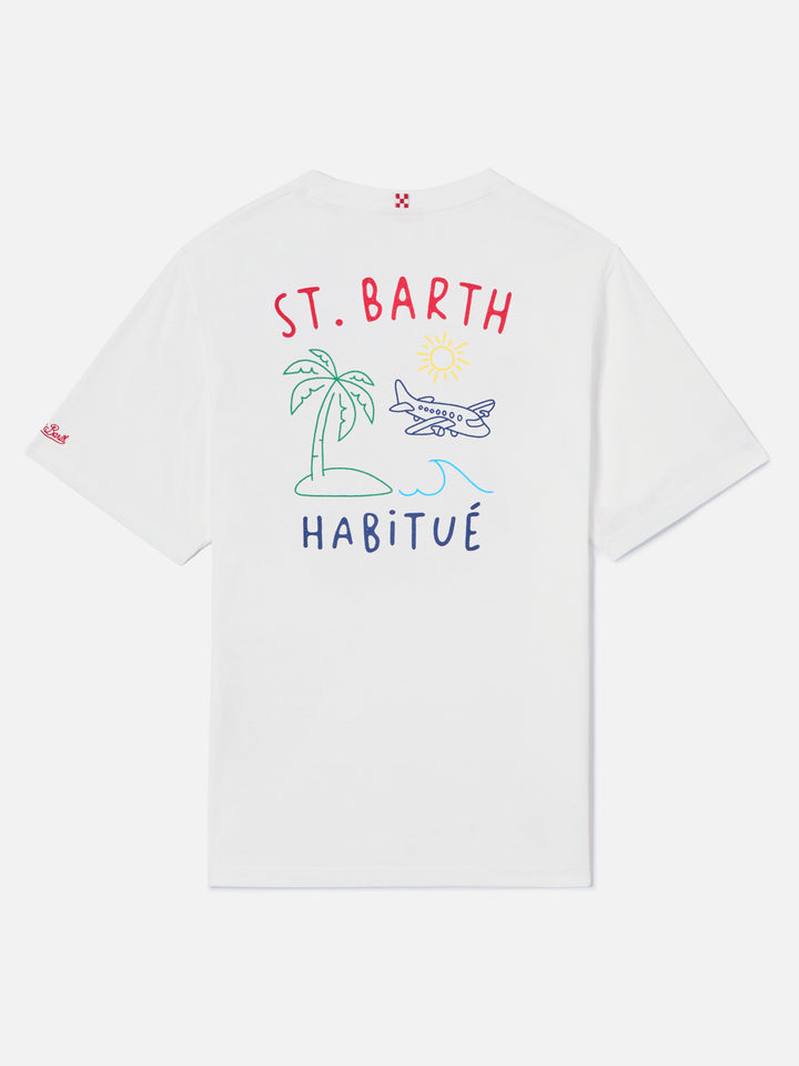 T-shirt Portland bianca con ricamo St. Barth Habitué