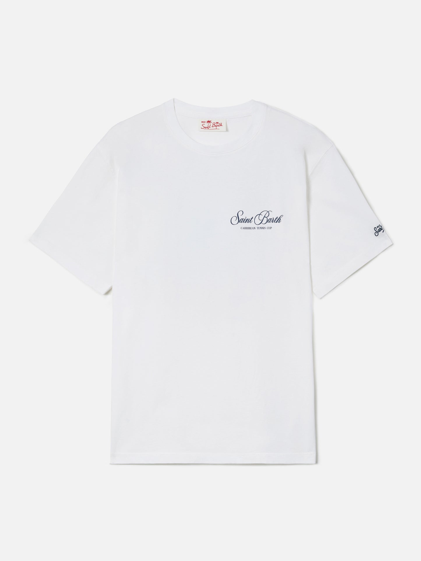 White Portland t-shirt with Caribbean Tennis Cup print