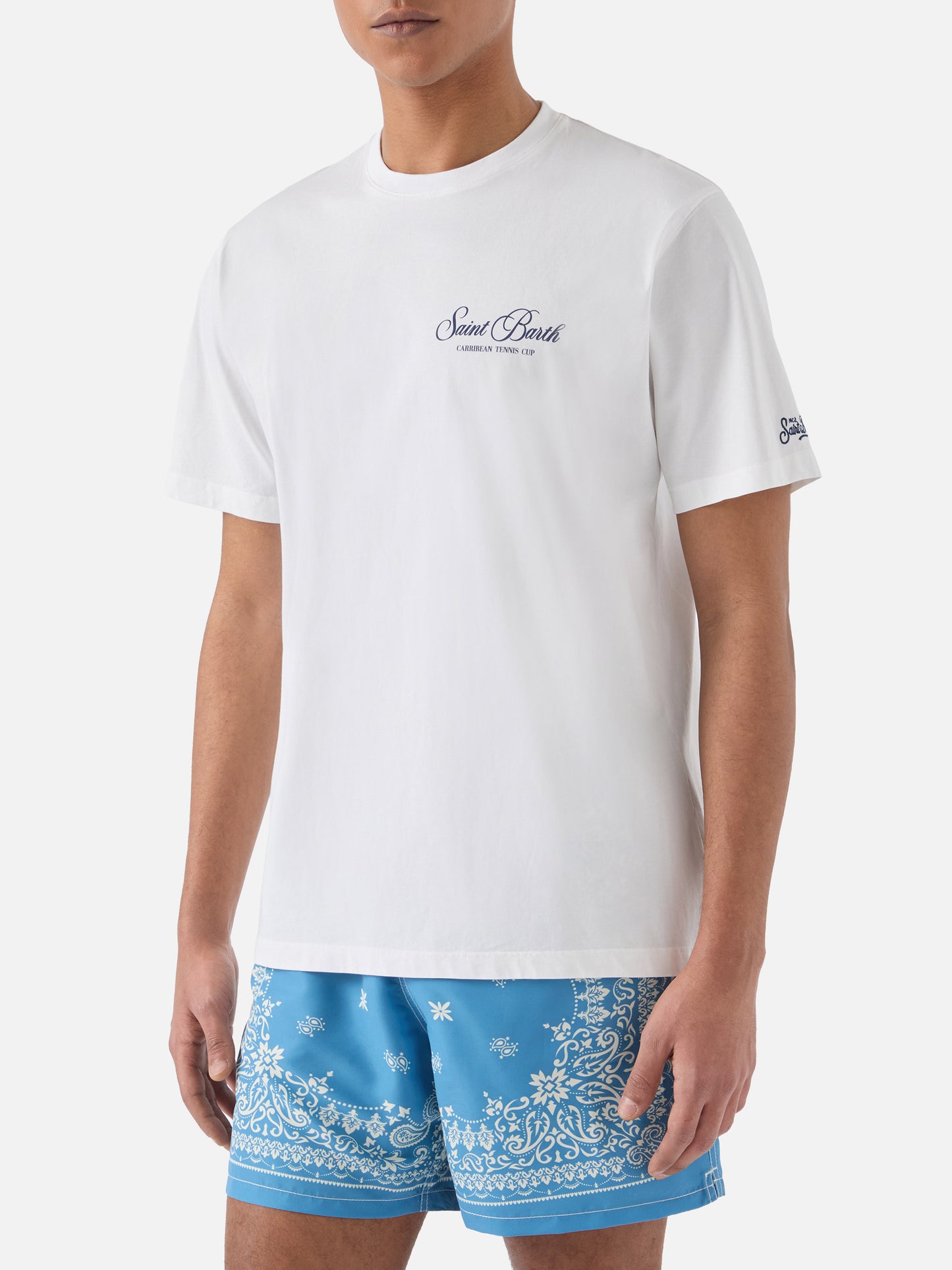 White Portland t-shirt with Caribbean Tennis Cup print
