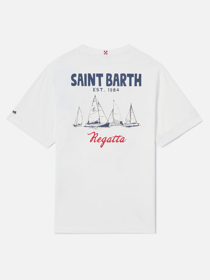 T-shirt Portland panna con stampa St. Barth Regatta