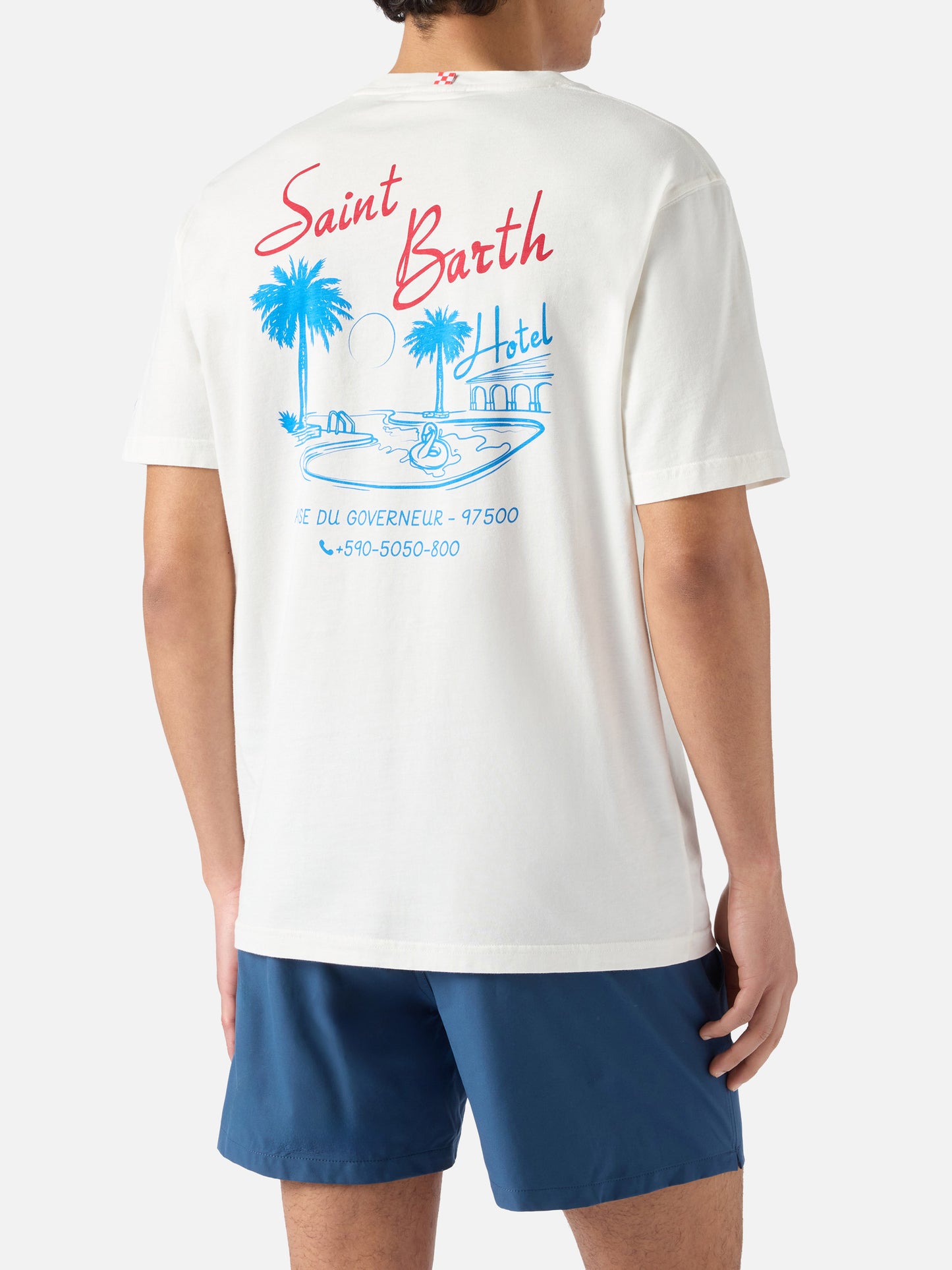 Cream Portland t-shirt with St. Barth Hotel print