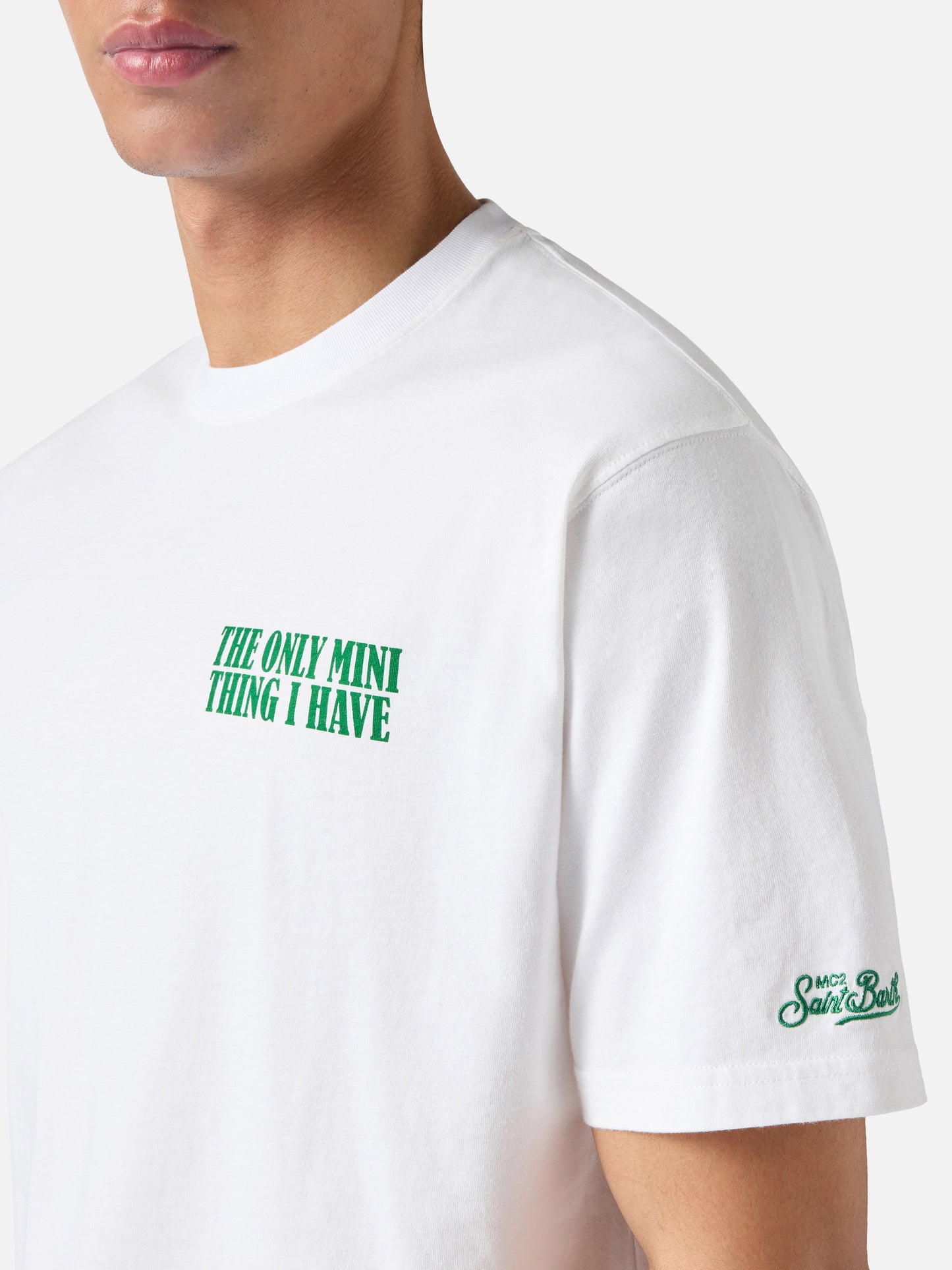 White Portland t-shirt with The Only Mini Thing I Have print