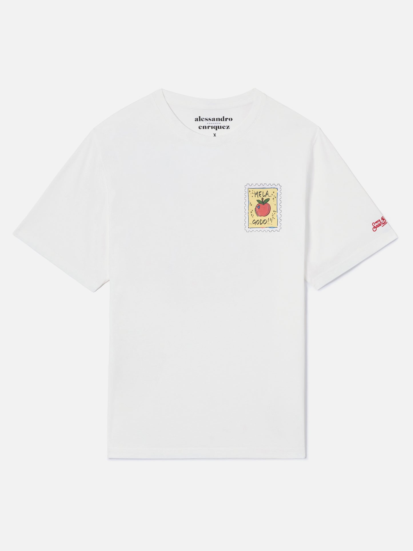 T-shirt Portland bianca con illustrazione Mela Godo