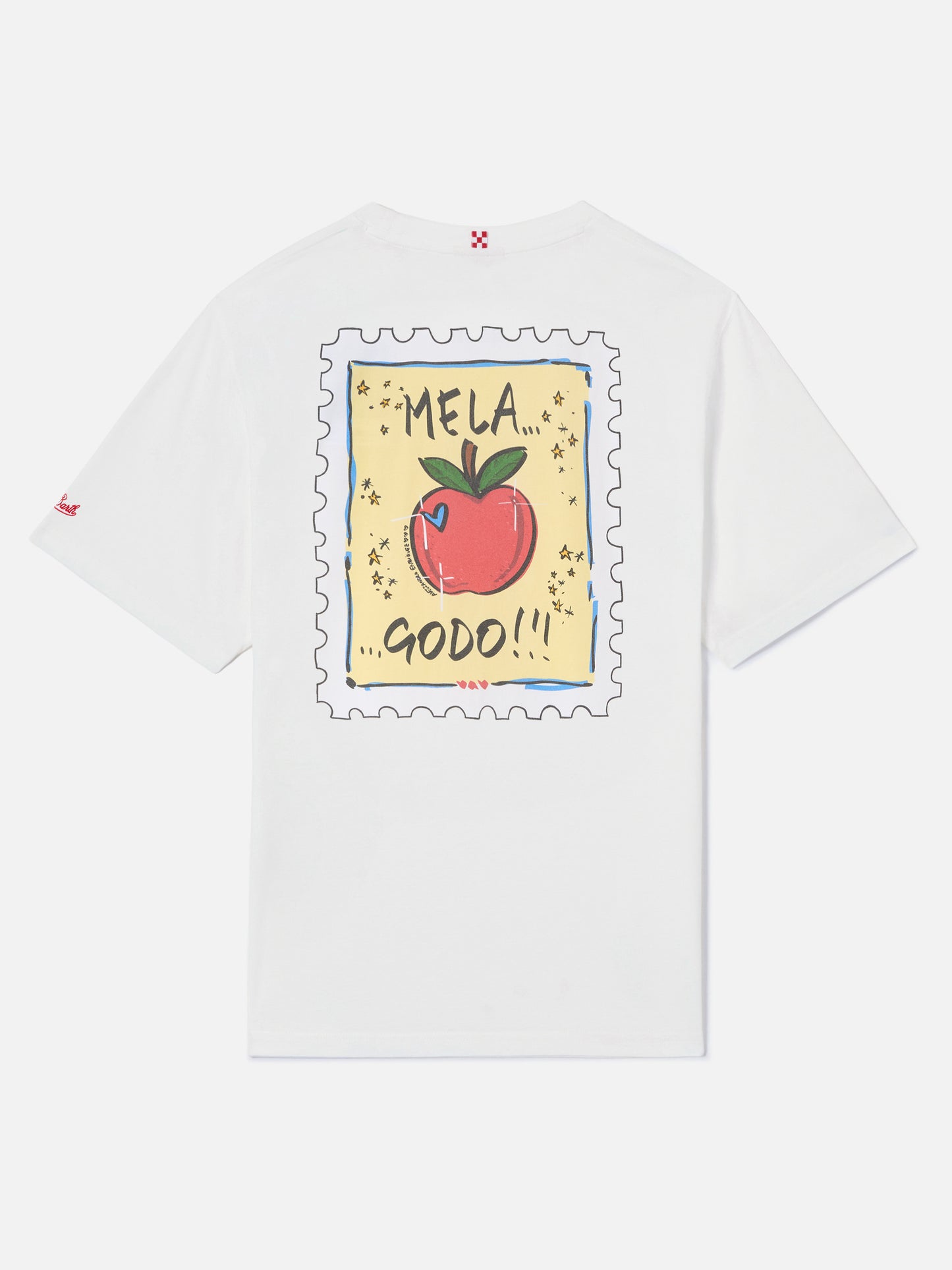 T-shirt Portland bianca con illustrazione Mela Godo
