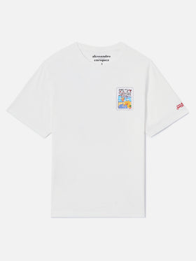 White Portland t-shirt with Spritzo d’Amore illustration