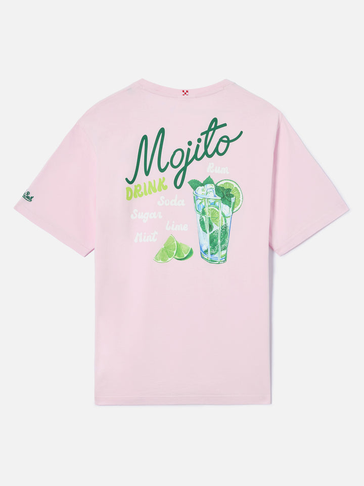 Pink Portland t-shirt with Mojito Drink illustration