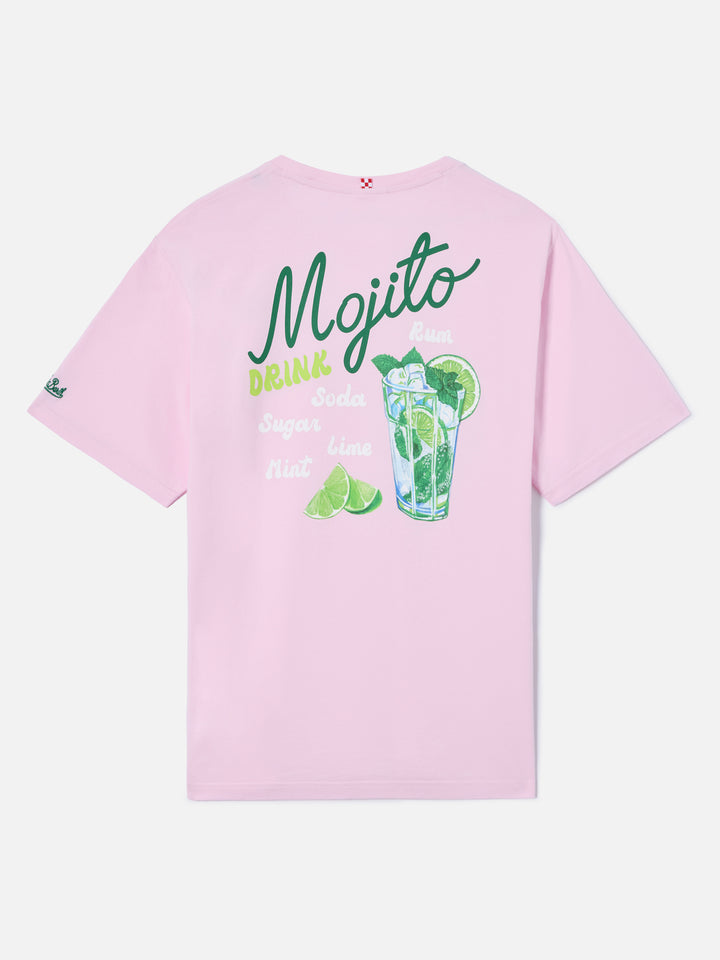 Pink Portland t-shirt with Mojito Drink illustration