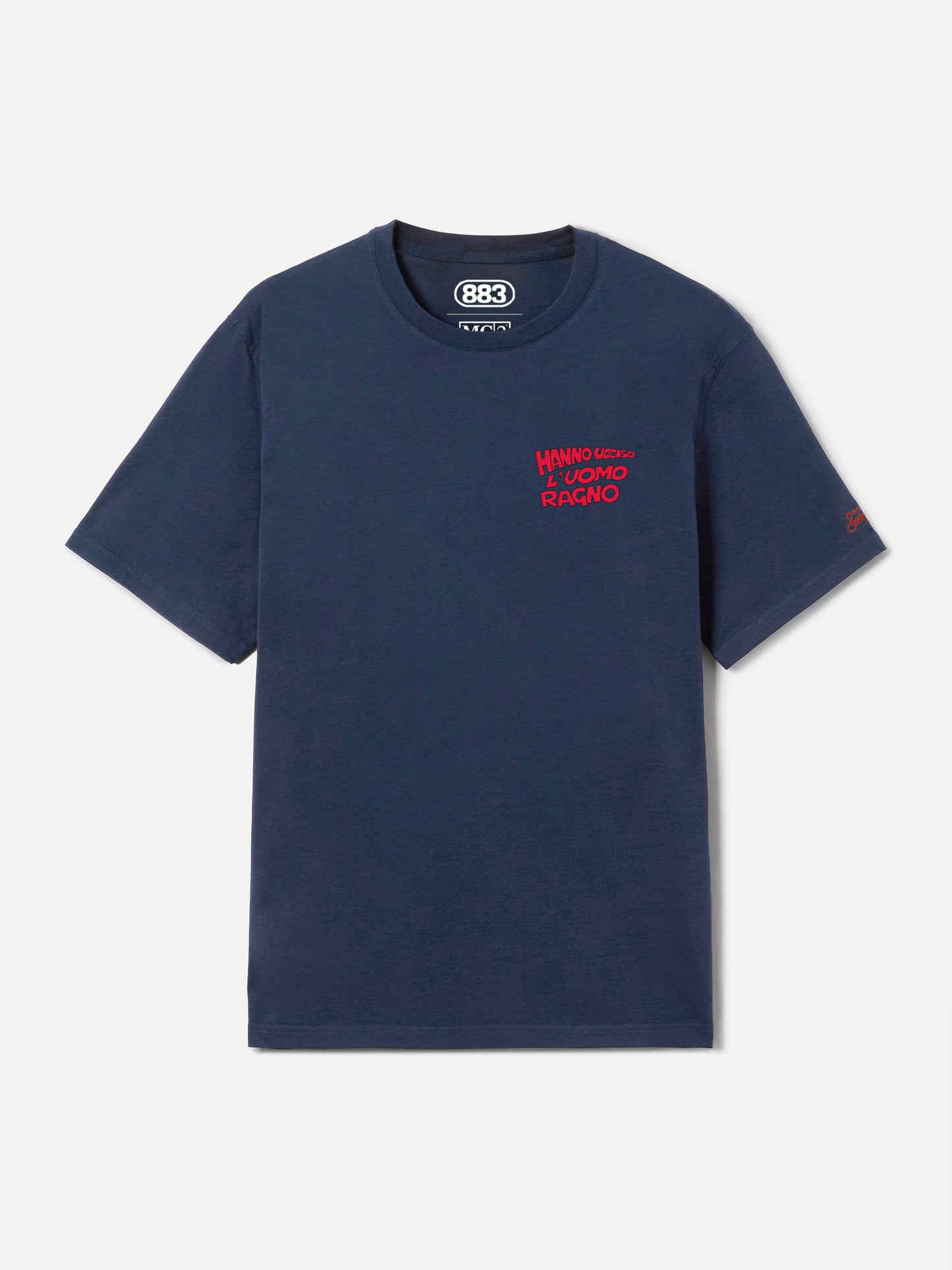 Blue portland t-shirt with Hanno ucciso l’uomo ragno graphic | Special Edition
