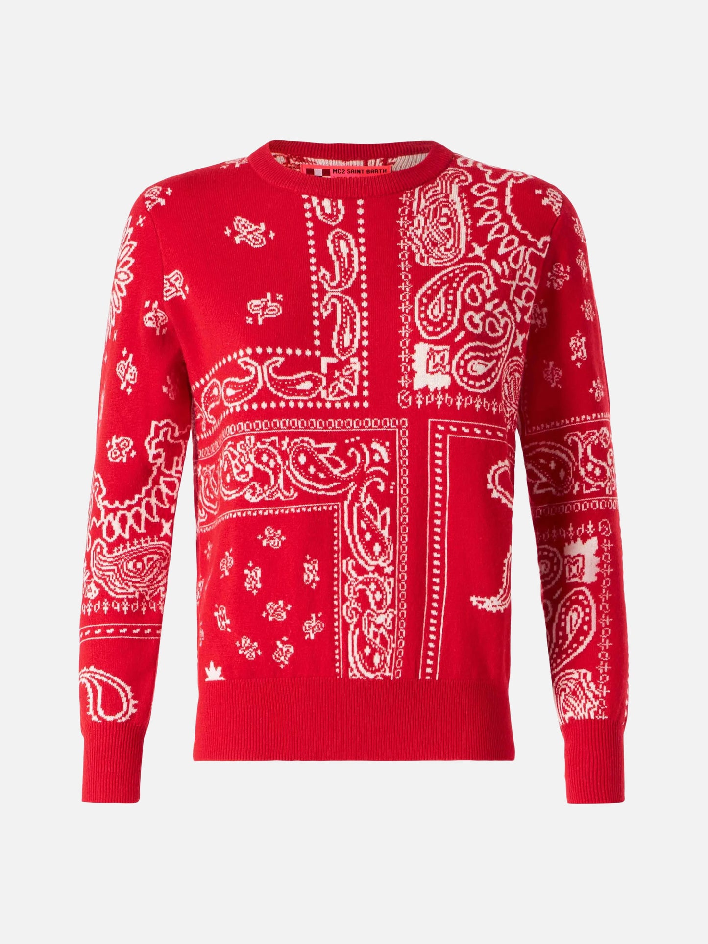 Maglione da donna con stampa bandana rossa