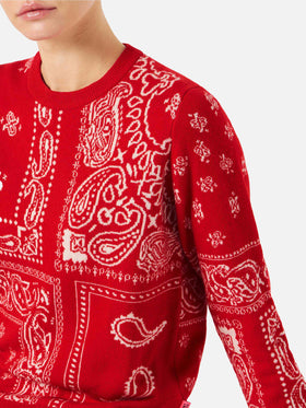 Maglione da donna con stampa bandana rossa
