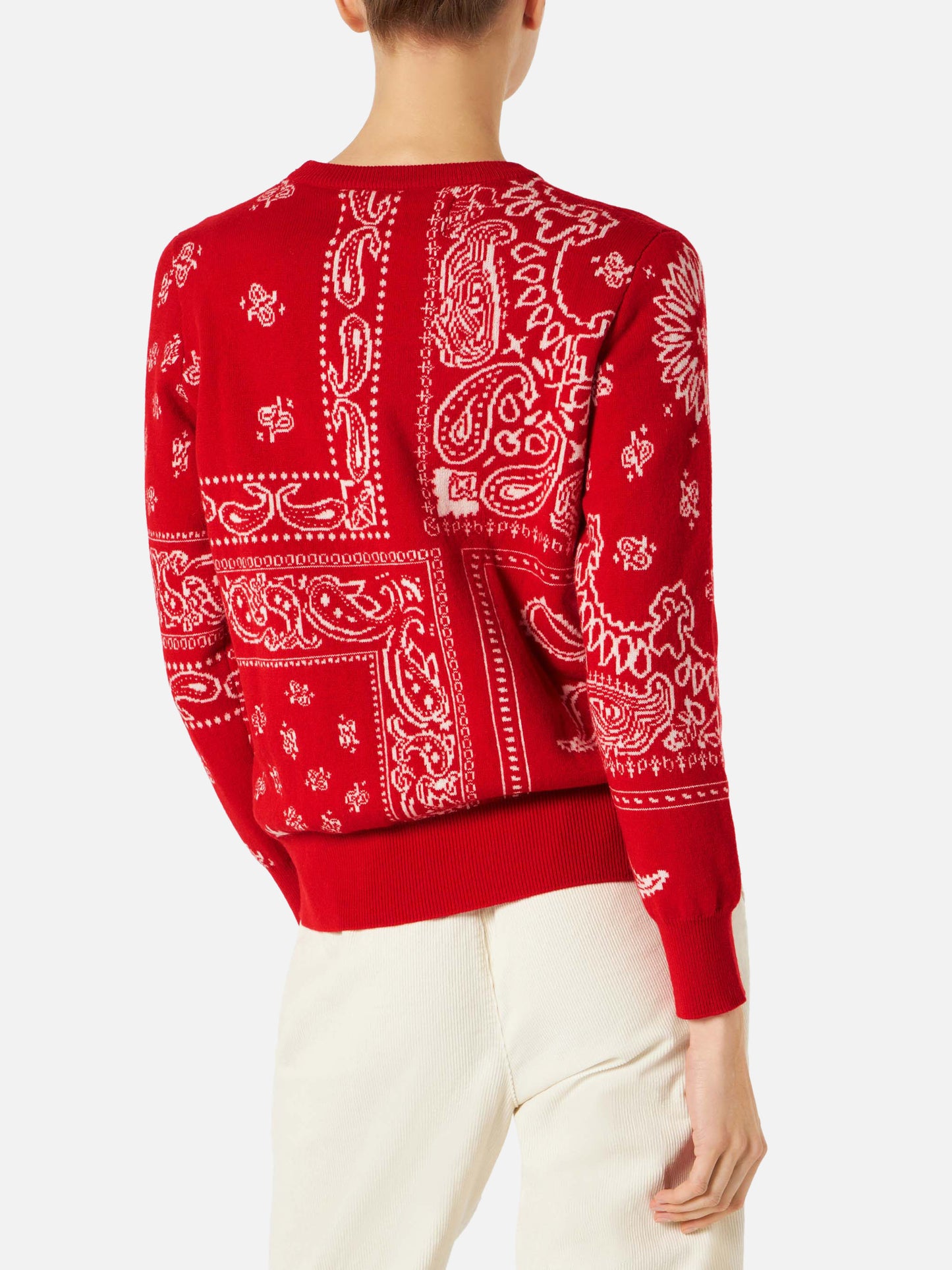 Maglione da donna con stampa bandana rossa