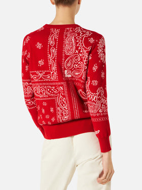Maglione da donna con stampa bandana rossa