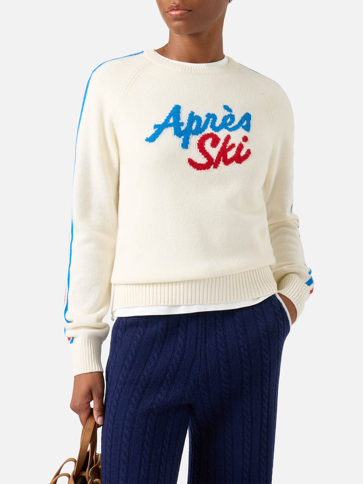 Maglia girocollo New Queen off white con ricamo Après Ski