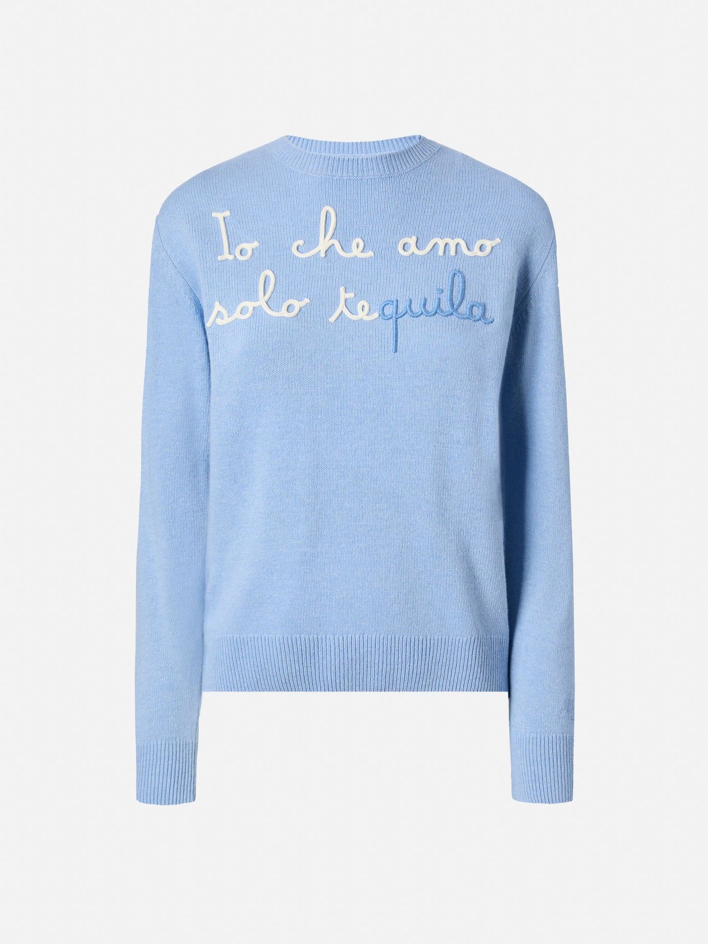 New Queen crewneck with Io che amo solo te(quila) embroidery