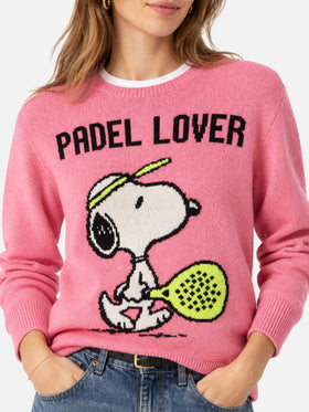 Neuer rosafarbener New Queen Pullover mit Snoopy Padel Lover-Print | Special Edition 
