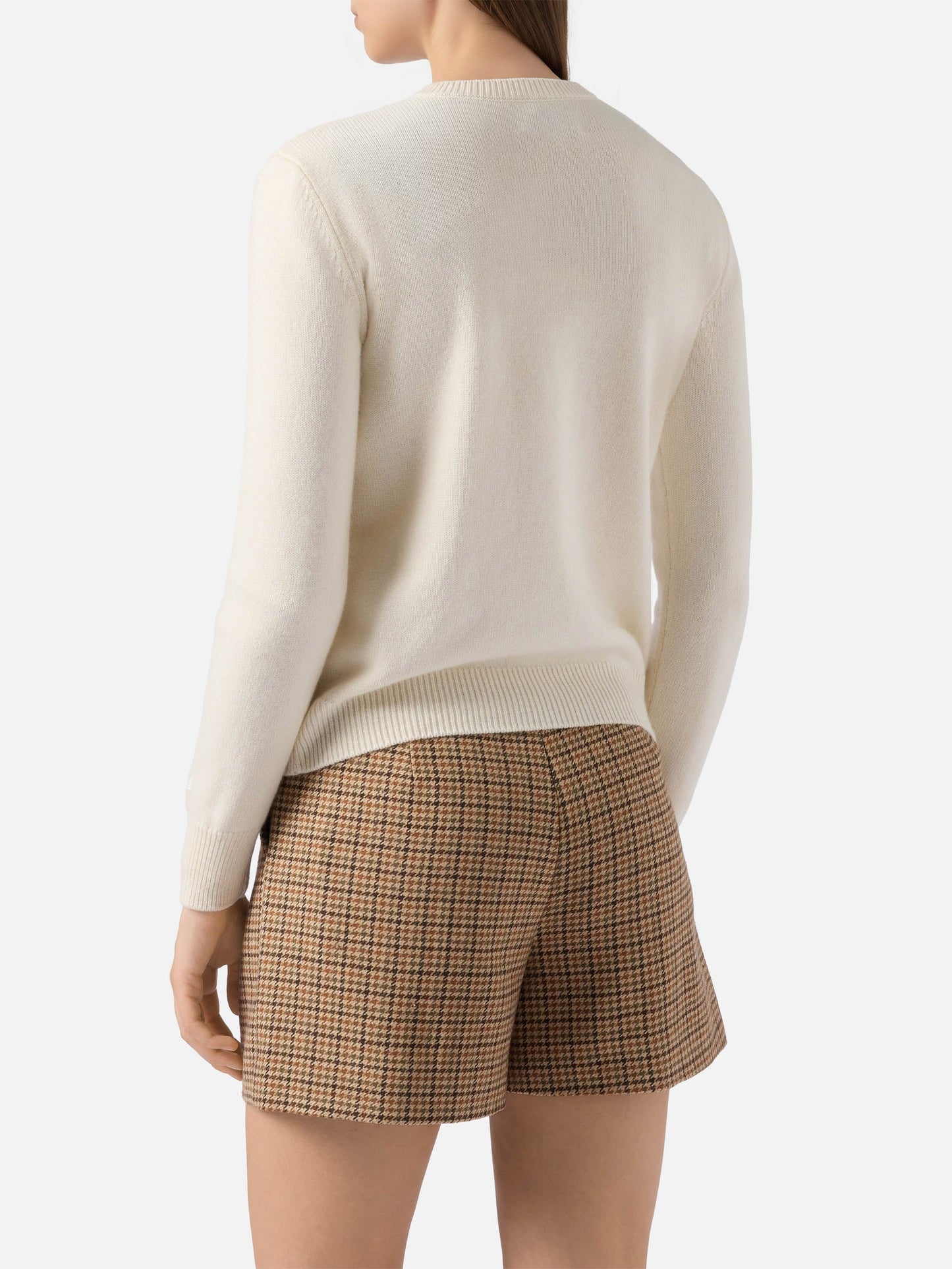 Maglione New Queen in misto cashmere bianco con ricamo St. Moritz | ST. MORITZ TOP OF THE WORLD SPECIAL EDITION