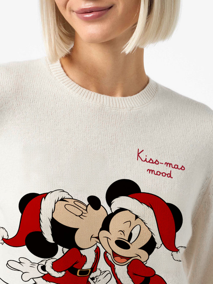 Girocollo New Queen bianco con jacquard Minnie e Mickey | SPECIAL EDITION DISNEY