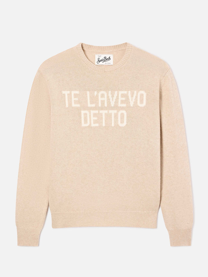 Punto de cuello redondo Beige New Queen con bordado Te L'Avevo Detto 