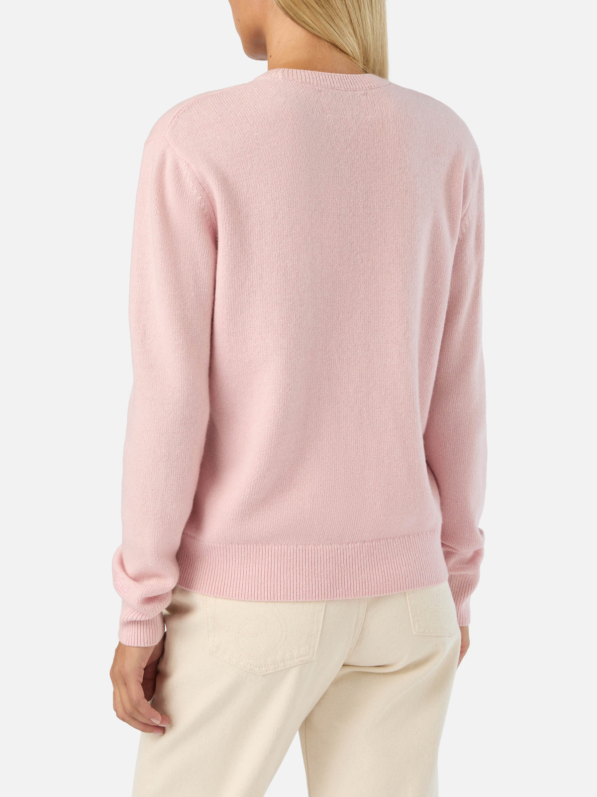 Rosa New Queen Rundhals-Strickpullover mit „Shopping Is My Fav Sport“-Stickerei 