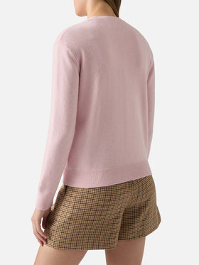 New Queen crewneck in white with Cortina habituè jacquard