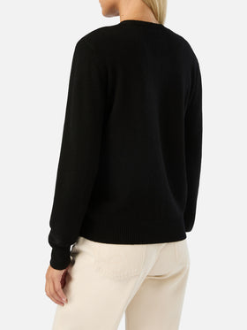 Pull en maille ras-du-cou Black New Queen avec broderie Born To Shine en strass 