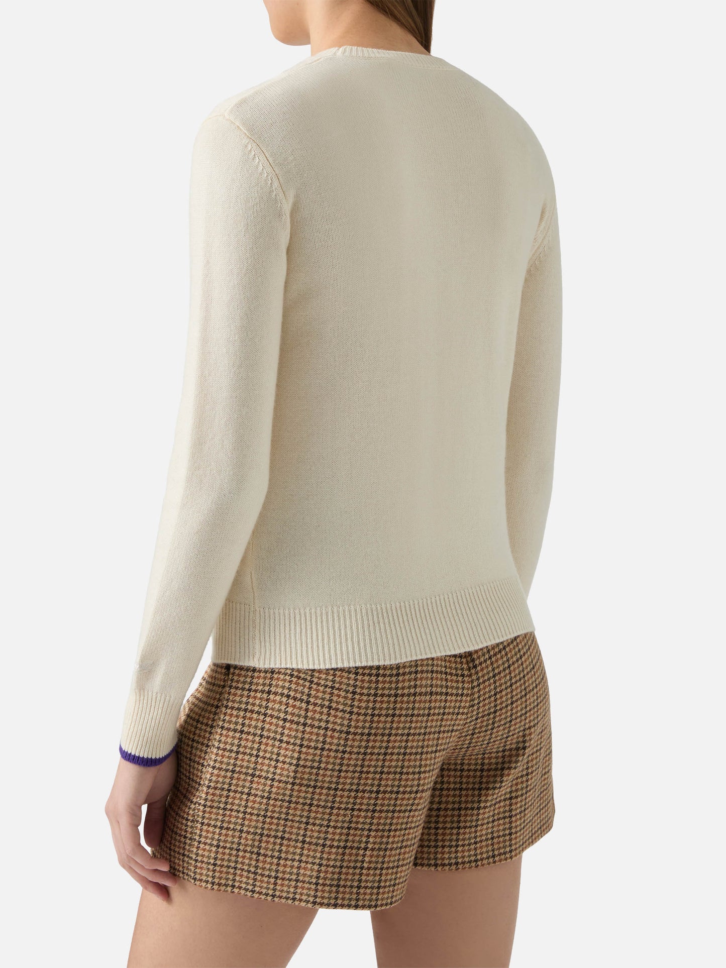 New Queen crewneck in white with Strass & Skipass rhinestone embellishment