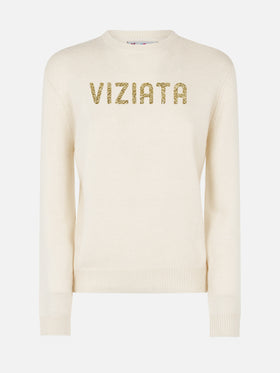 Girocollo New Queen con jacquard in lurex Viziata