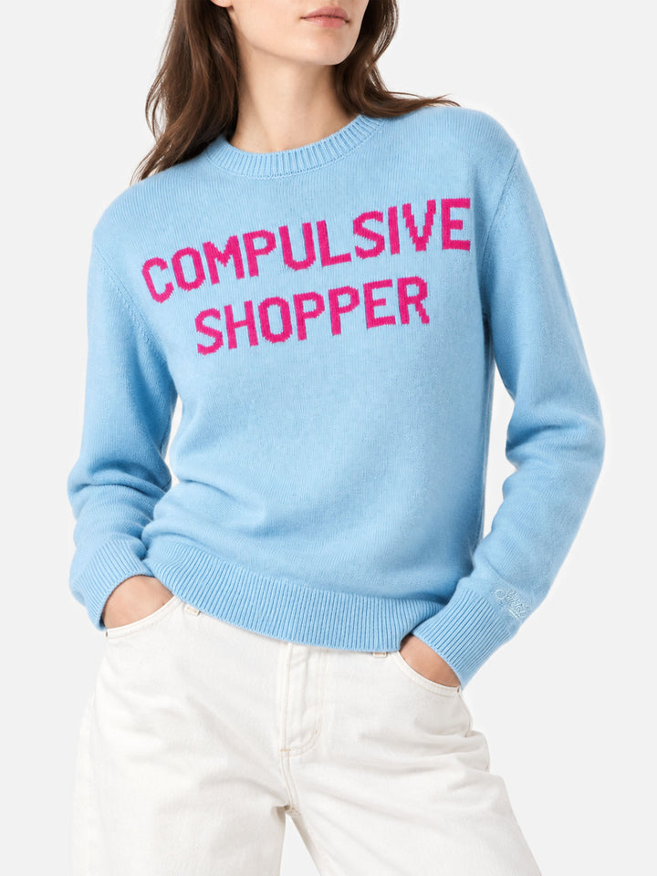 Nuevo jersey Queen azul claro con jacquard Compulsive Shopper 