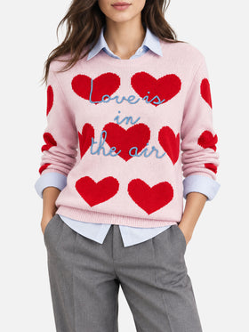 Neuer New Queen Pullover aus Herz-Jacquard mit Stickerei 