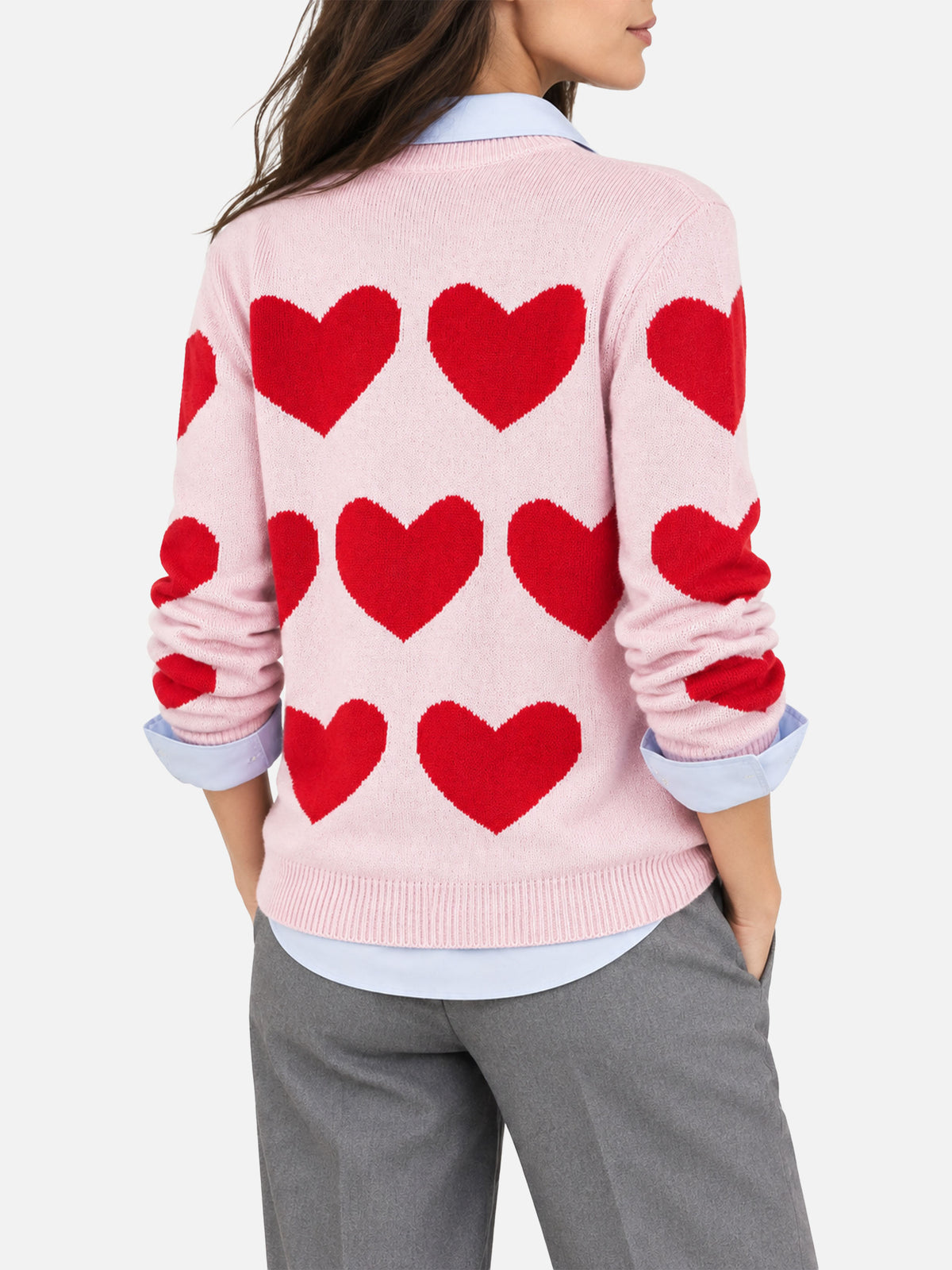 Neuer New Queen Pullover aus Herz-Jacquard mit Stickerei 