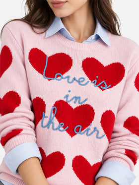 Neuer New Queen Pullover aus Herz-Jacquard mit Stickerei 