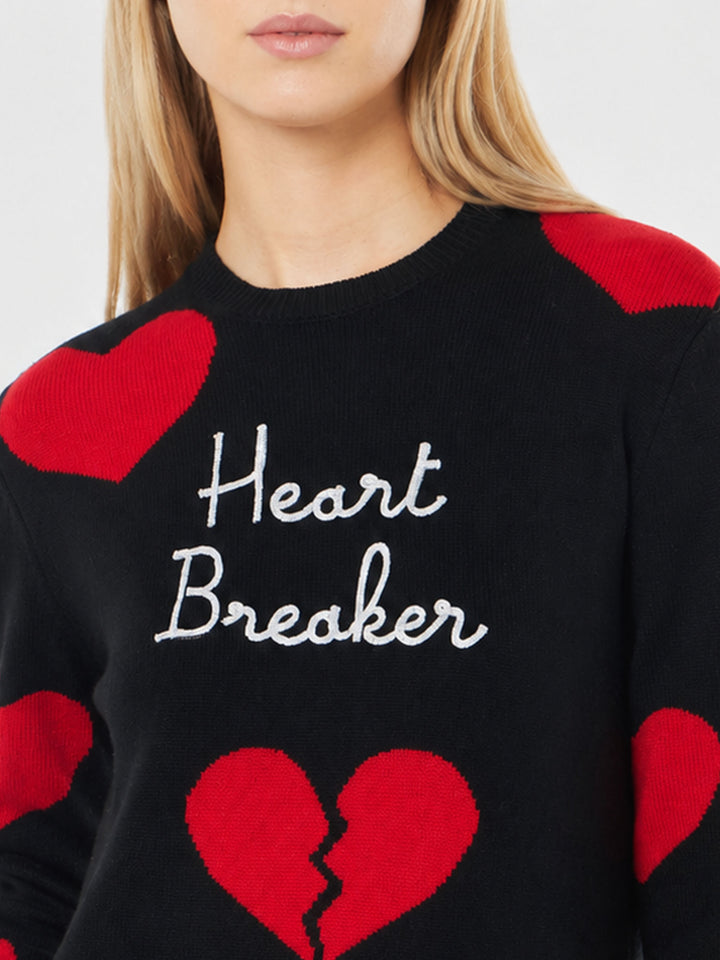Nuevo suéter negro Queen con bordado Heart Breaker y jacquard de corazones 