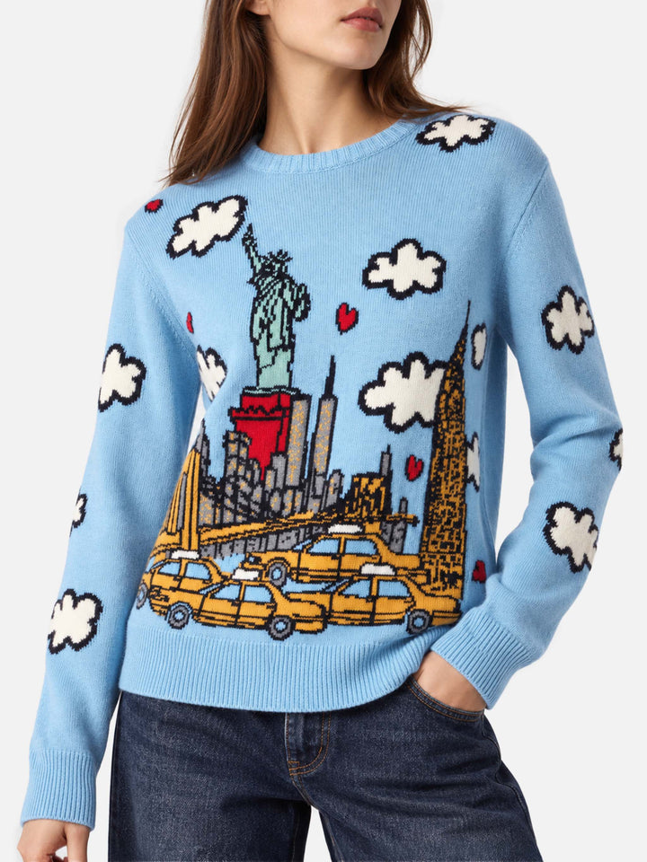 Light blue New Queen sweater with New York print