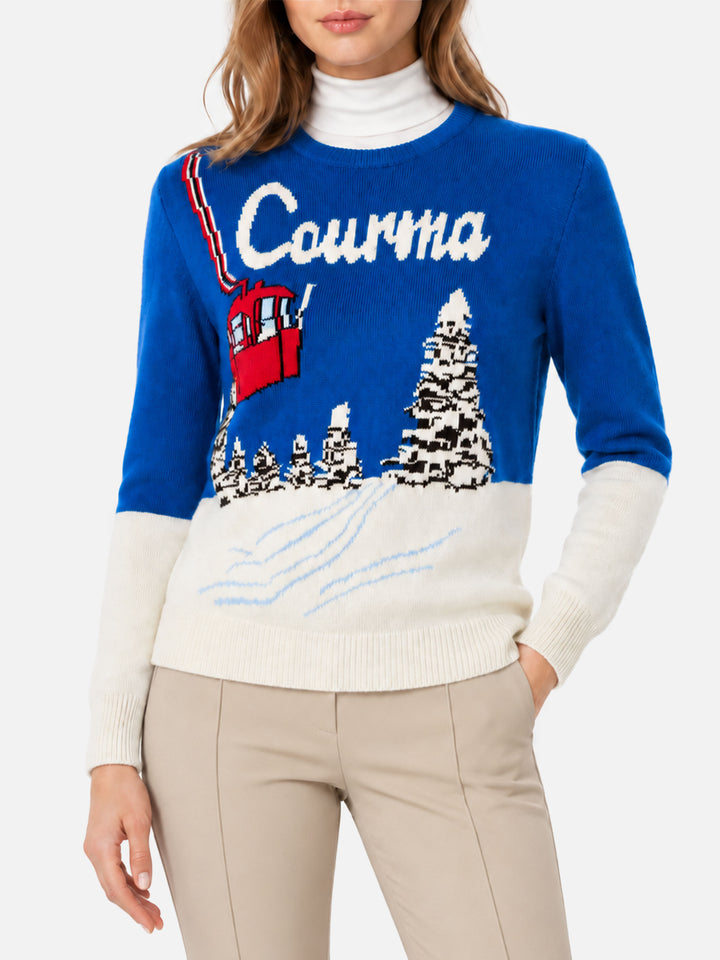 Maglia New Queen con jacquard Courma postcard
