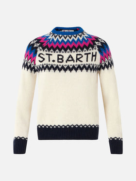 Maglione da donna girocollo in jacquard nordico