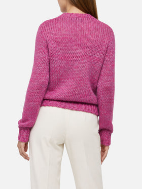 Nouveau pull New Queen en mélange d’alpaga violet doux avec broderie Cold Out Hot In 