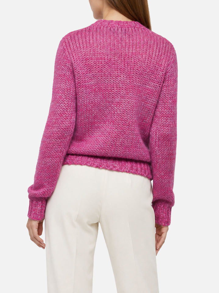 Suéter New Queen Soft de mezcla de alpaca morado suave con bordado Cold Out Hot In 