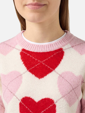 Nouveau pull ras-du-cou New Queen Soft avec jacquard cœur 