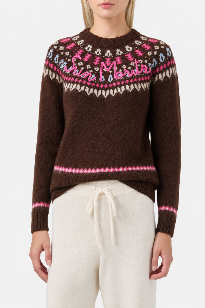 New Queen Nordic brown jacquard knit sweater