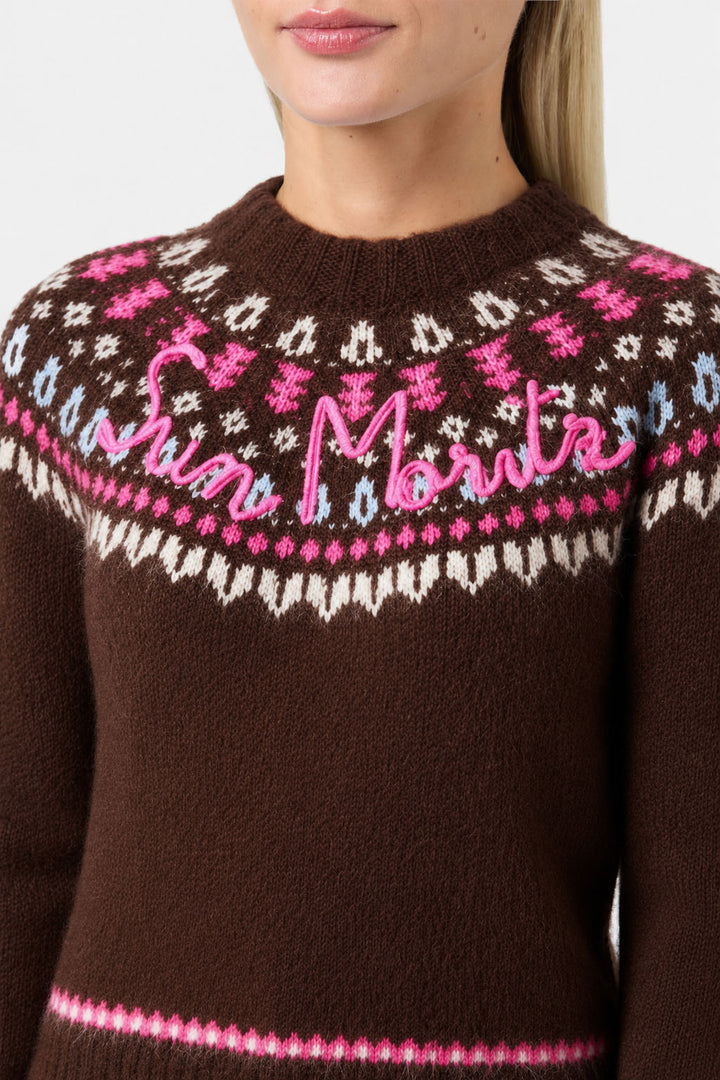 New Queen Nordic brown jacquard knit sweater
