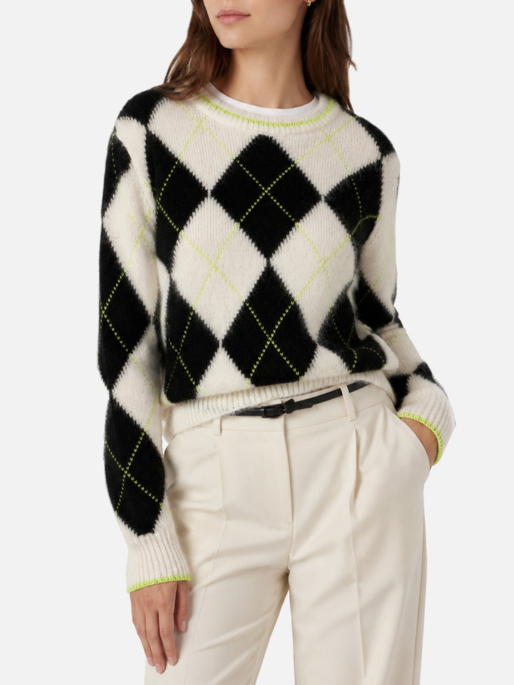 Nouveau pull cropped New Queen Soft à motif argyle 