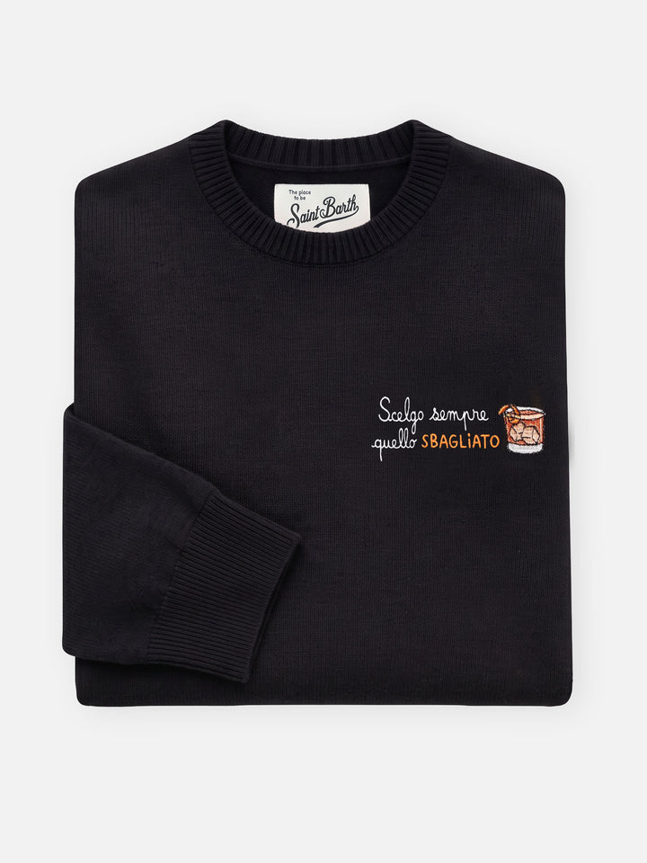 Girocollo nero New Queen con ricamo Scelgo sempre quello sbagliato
