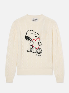 Off white New Queen Zopfmusterstrick aus Woll- und Kaschmirmischung mit Snoopy-Stickerei | Special edition 