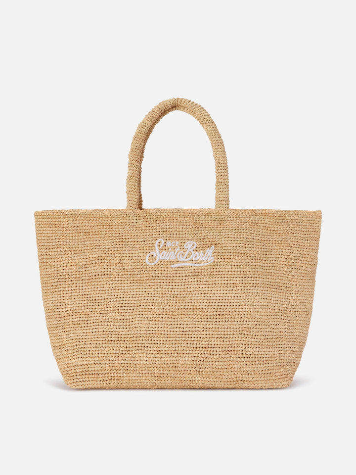 Sac de plage en raphia avec logo brodé 